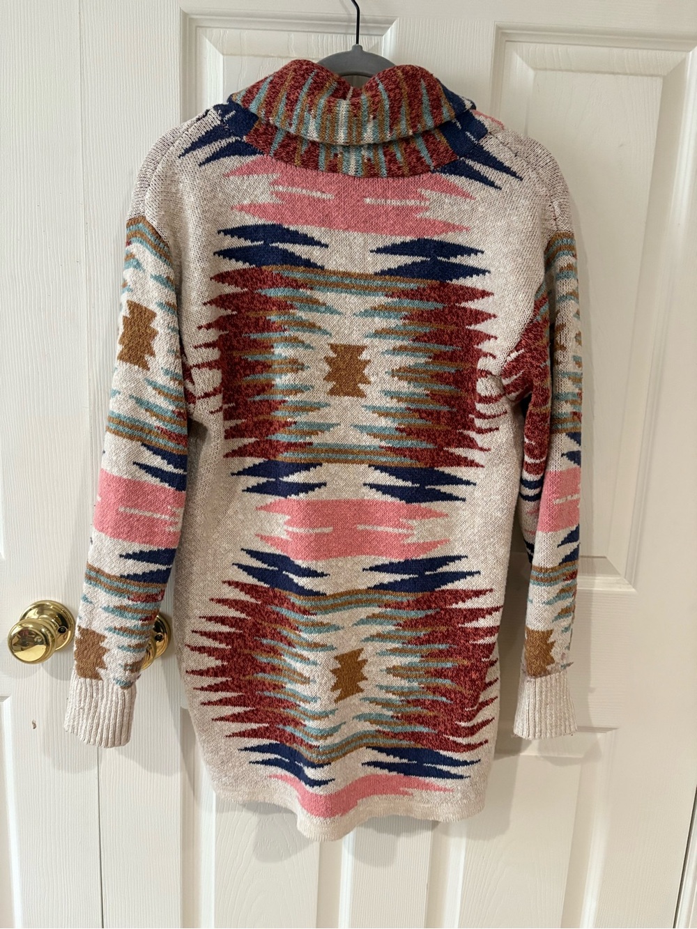 Lucky Brand Cozy Multi-Color Aztec Shawl Collar Cardigan Sweater - Picture 2 of 2
